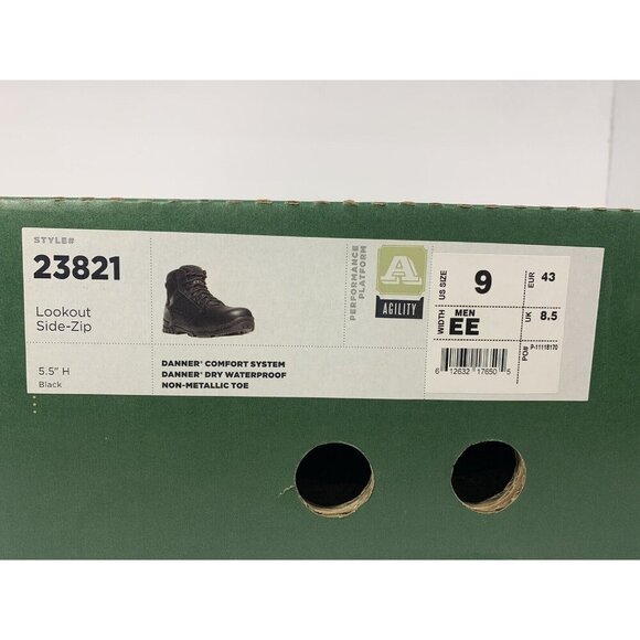 NEW - DANNER LOOKOUT 5.5" SZ COMPOSITE TOE BLACK BOOT MENS SIZE 9 Style # 23821 - Picture 10 of 13